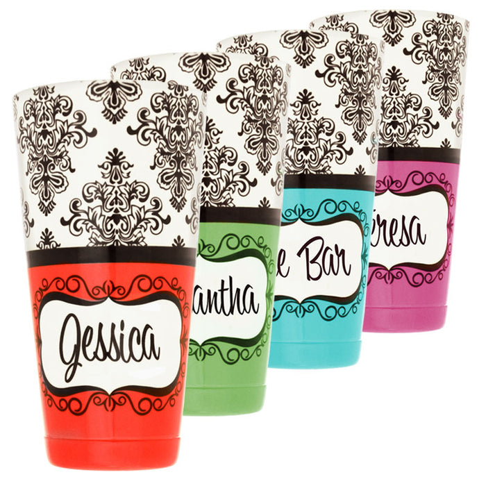 ADD YOUR NAME - Cocktail Shaker Tin - 28 oz weighted - Damask Facing UP