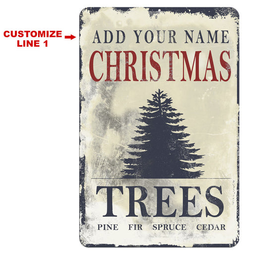 CUSTOMIZABLE Vintage Metal Bar Sign - 12" x 18" - Christmas Tree