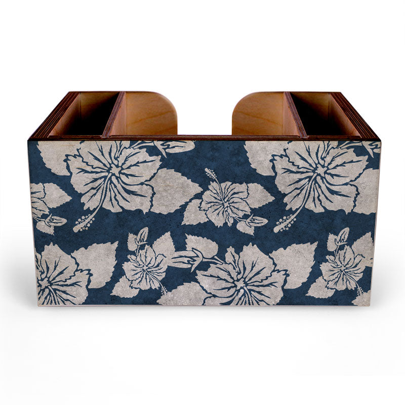 Wooden Bar Caddy - Rustic Hibiscus - Blue