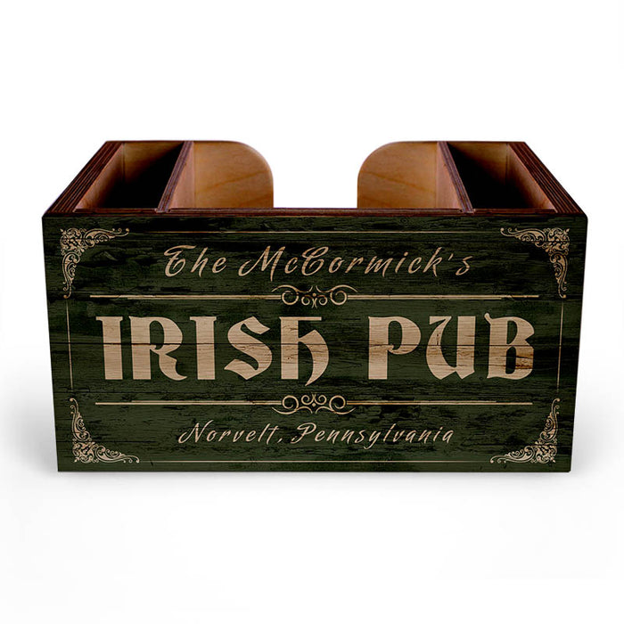 Customizable Wooden Bar Caddy - Irish Pub