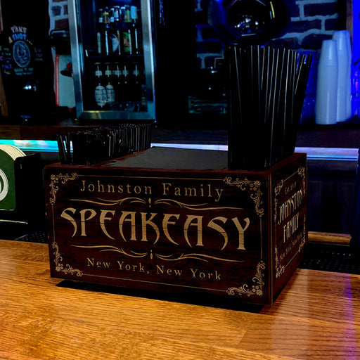 Customizable Wooden Bar Caddy - Speakeasy