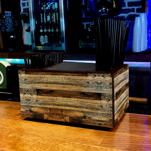 Wooden Bar Caddy - Rustic Wood Planks