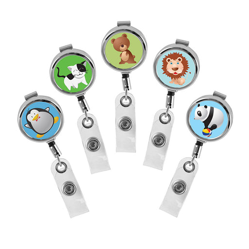 Cute Animals Series Mini Chrome ID Badge Reel