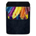 Leather Bottle Opener Pocket Protector w/ Designer Flap - Colorful Feathers - LARGE
