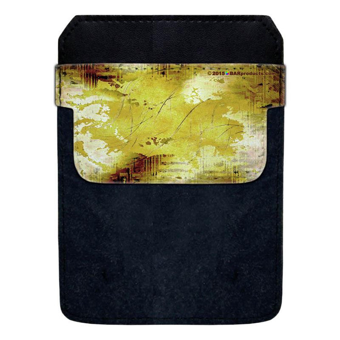 Leather Bottle Opener Pocket Protector w/ Designer Flap - Yellow Grunge - LARGE