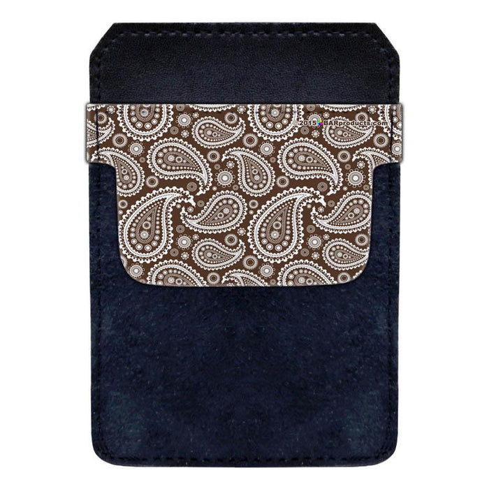 Leather Bottle Opener Pocket Protector w/ Designer Flap - Brown Paisley - SMALL