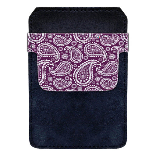 Leather Bottle Opener Pocket Protector w/ Designer Flap - Purple Paisley - SMALL