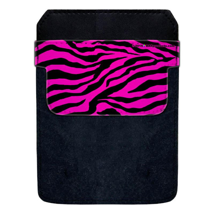 DekoPokit™ Leather Bottle Opener Pocket Protector w/ Designer Flap - Pink Zebra Print - LARGE