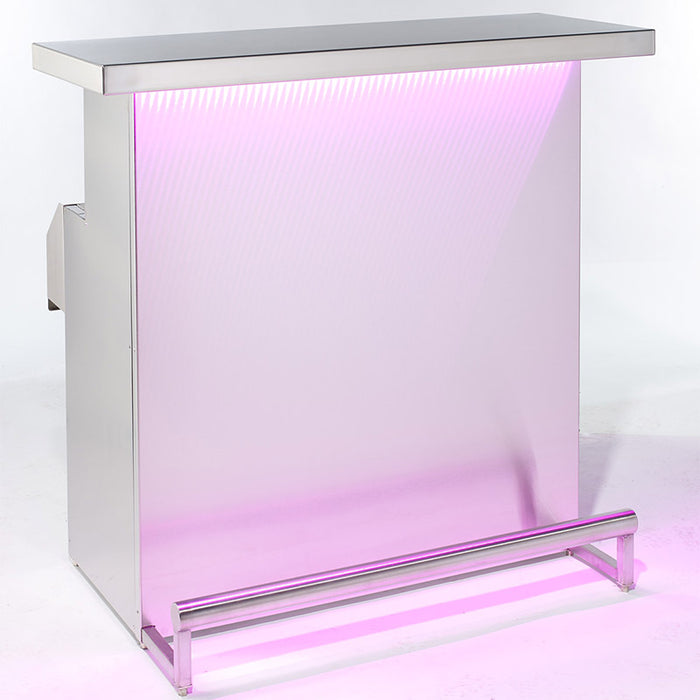 Stainless Steel Portable Bar with 3D Holographic Lighting and Integrated Ice Bin