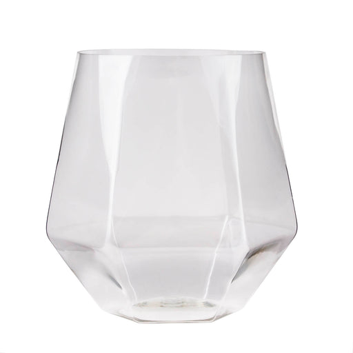 Diamond-Shaped Plastic Stemless Wine Glasses - 12 pack - 12 ounce