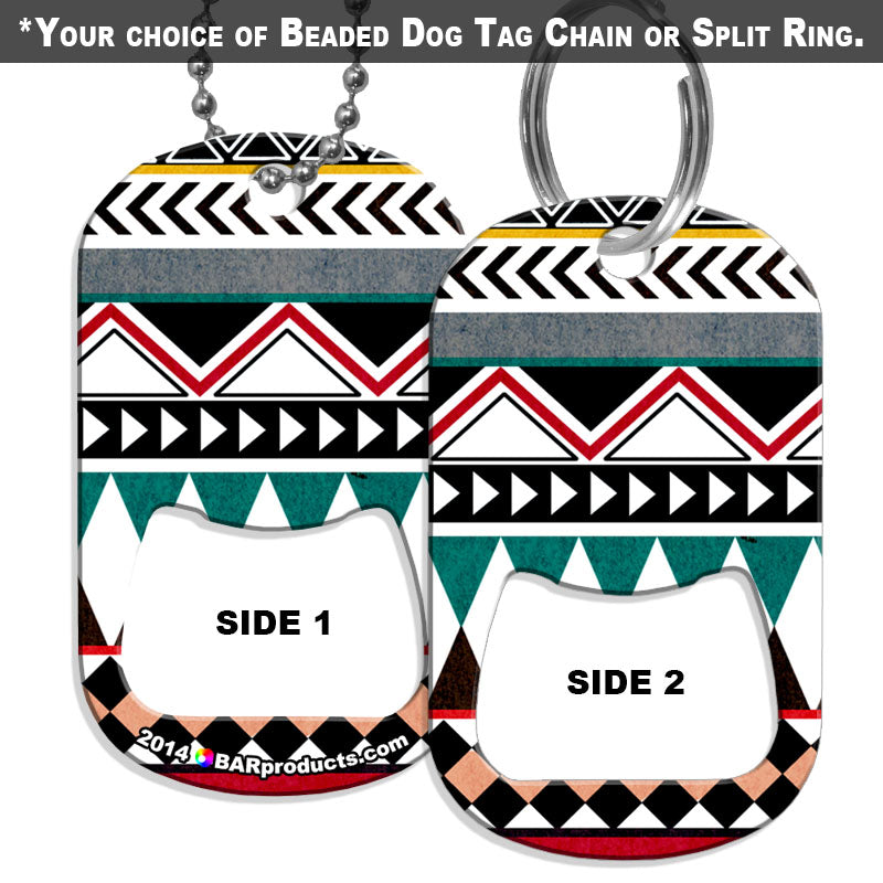 Dog Tag Bottle Opener - Geometric  Aztec