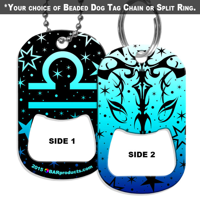 Dog Tag Bottle Opener - Zodiac Sign - Libra