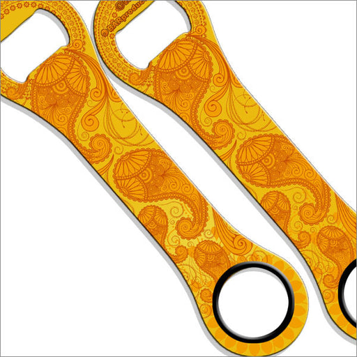 Speed Bottle Opener / Bar Key - Yellow & Red Swirl Vinyl Rubber Grip — Bar  Products