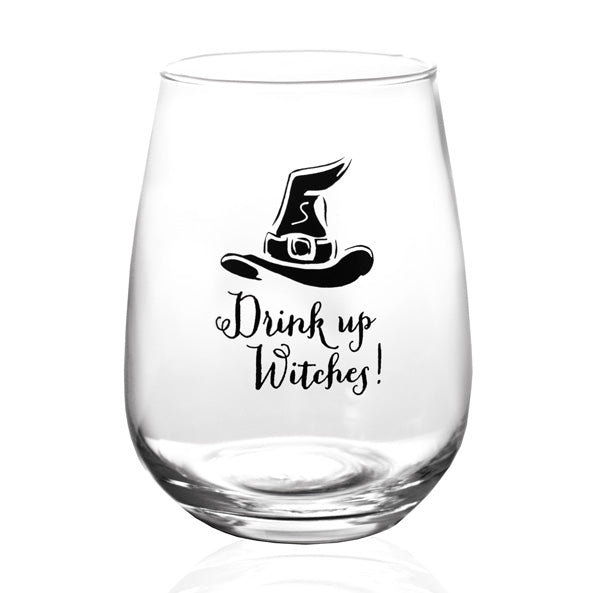 halloween wine glasses Drink Up Witches Halloween Stemless Wine Glass