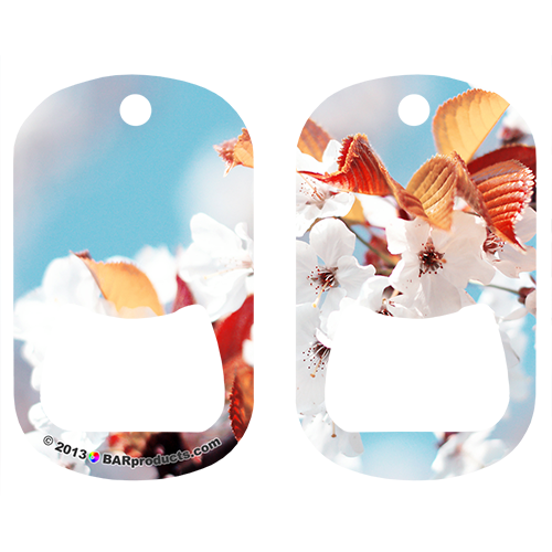 White Flowers Dog Tag Opener 