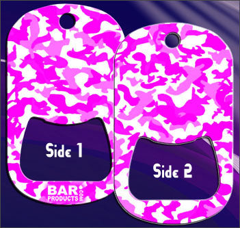Dog Tag Bottle Opener - Pink and White CAMO 