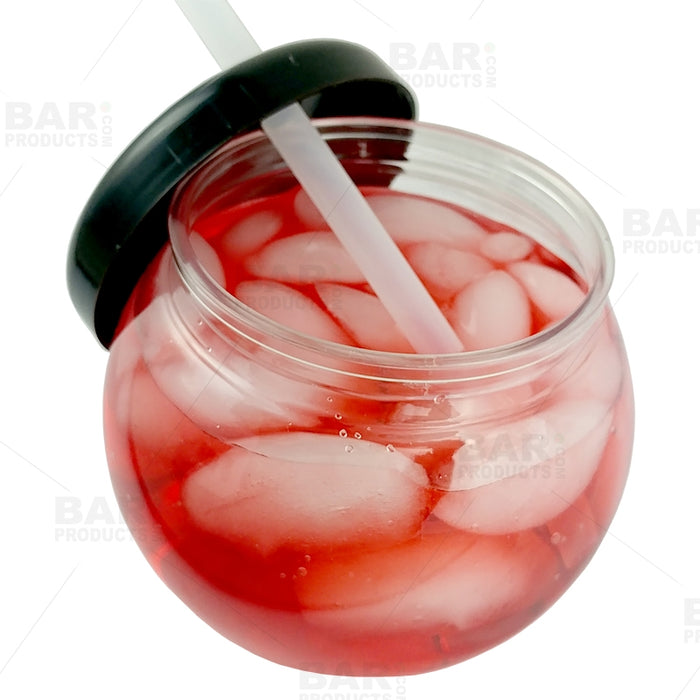 BarConic® Clear Fishbowl Plastic Drinkware - 20 ounce -  With Lid and Straw