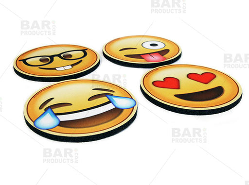 Emoji Round Foam Coasters - 4 inch Diameter