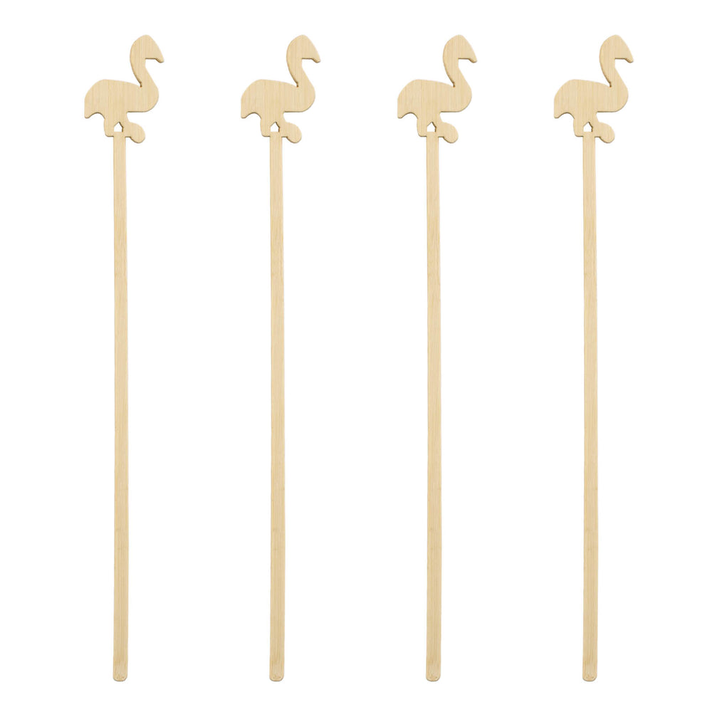BarConic® Bamboo Flamingo Swizzle Sticks - 100 pack