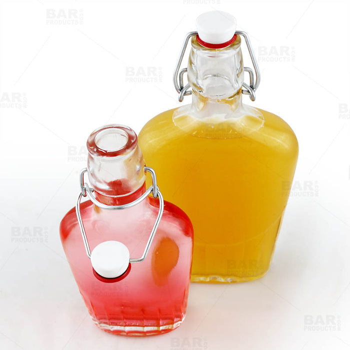  Flask Glass Bottle w/ Swing Top - Available in 8.5 or 17 ounce