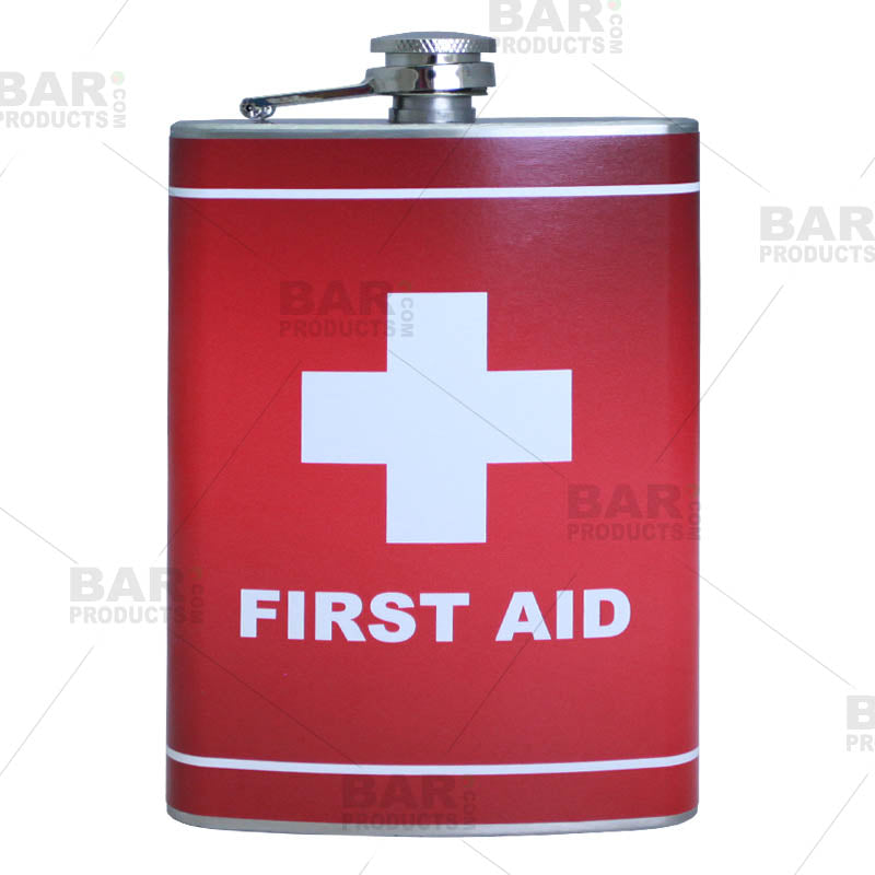 Stainless Steel Hip Flask - First Aid Design - 8 ounce