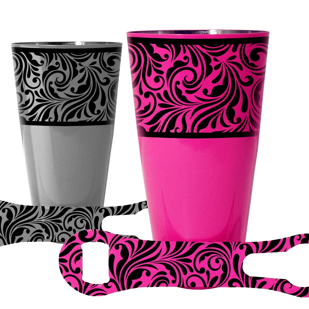 Printed Cocktail Shaker and V-Rod® Bar Set - Floral Swirl - Color Options