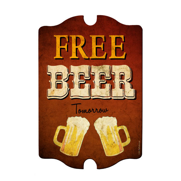 Free Beer Tomorrow Wood Plaque Bar Sign Tavern-shaped — Bar Products