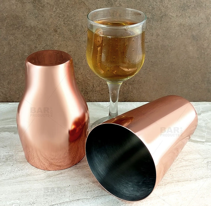 BarConic® French Style 2 Piece Cocktail Shaker - Copper Plated - 20oz