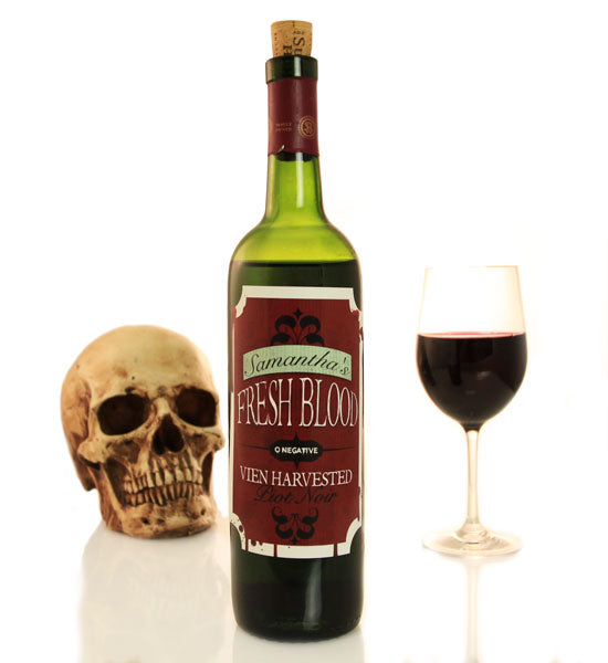 Add Your Name Halloween Themed Wine Label - Fresh Blood