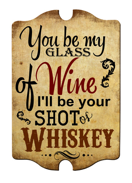 Glass of Wine/Shot of Whiskey Wood Plaque Bar Sign Tavern-shaped 