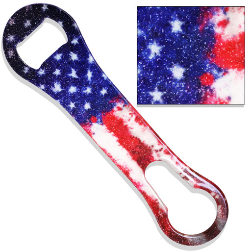Splattered Grunge U.S Flag Glitter V-Rod® Bottle Opener