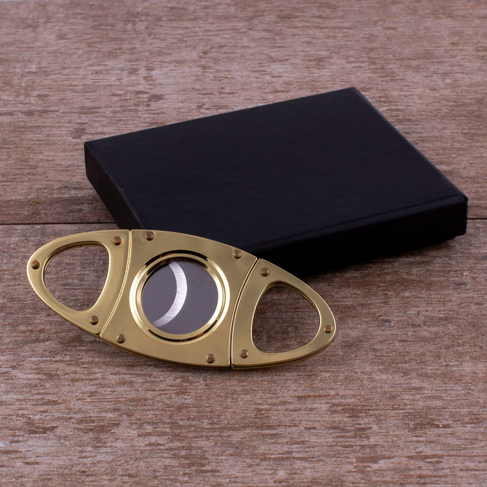 Double Blade Guillotine Cigar Cutter - Gold Plated