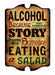 ALCOHOL Wood Plaque Bar Sign Tavern-Shaped 