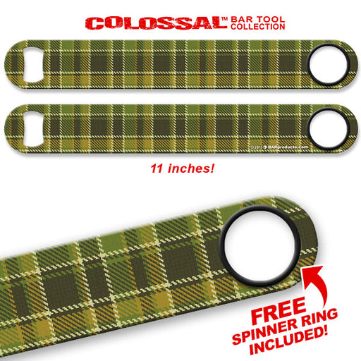 Kolorcoat™ 11" Long COLOSSAL™  Speed Bottle Opener – Green Plaid