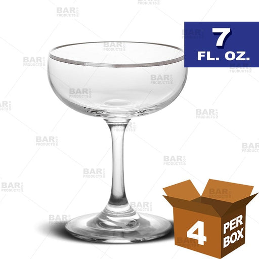 BarConic® Silver Rimmed Coupe Glass - 7 oz [Box of 4]