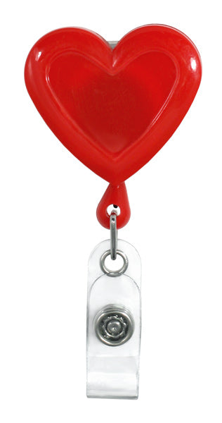 Heart Shaped Plastic Badge Reel Red