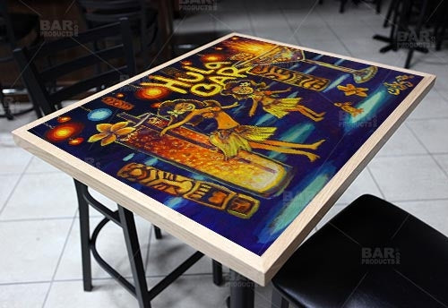 Blue Hula Bar Flame 24" x 30" Wooden Table Top - Two Types Available