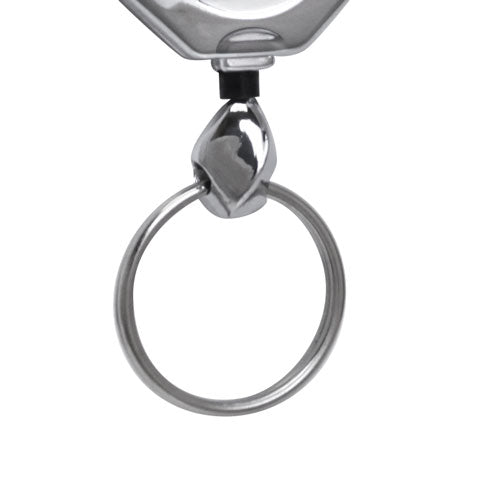 Chrome Octagon ID Retractable Badge Reel with Lobster Clasp Hook