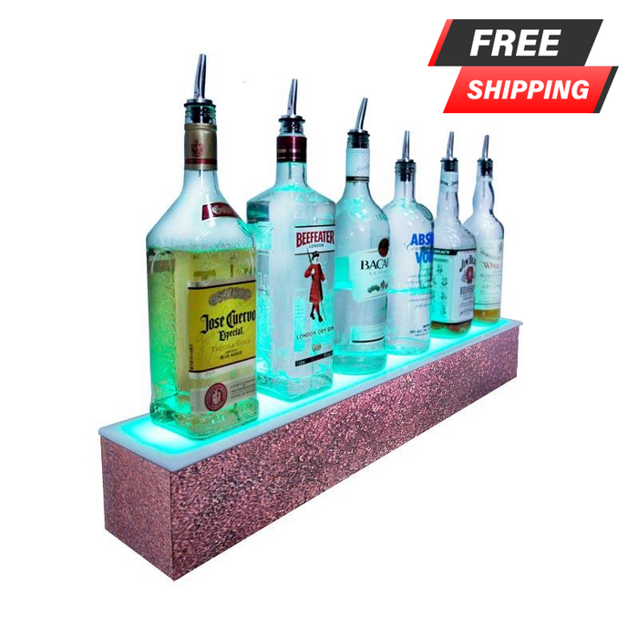 BarConic® LED Liquor Bottle Display Shelf - 1 Step - Aged Bronze - Several Lengths