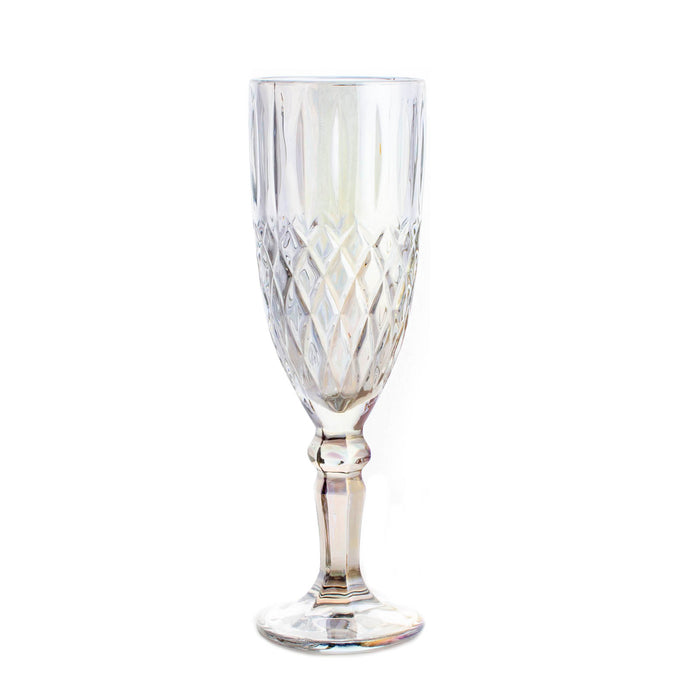 BarConic® Iridescent Diamond Pattern Flute Glass - 5.5 ounce (Quantity Options)