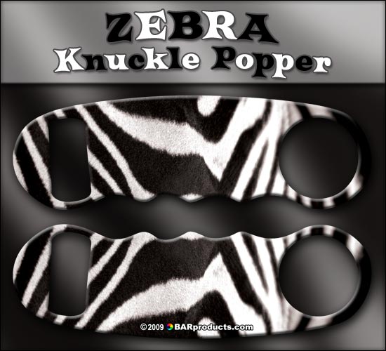 Knuckle Popper Bottle Opener - Zebra Print