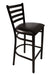 Ladder Back Metal Bar Stool - Black Vinyl 