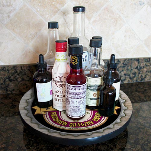 Wood Lazy Susan - Add Your Name - Bottle Cap - Size Variations