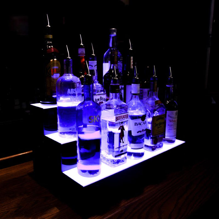 BarConic®  Acrylic Bottle Display Shelf - 3 Tier - Multi Colored Lights - Several Lengths