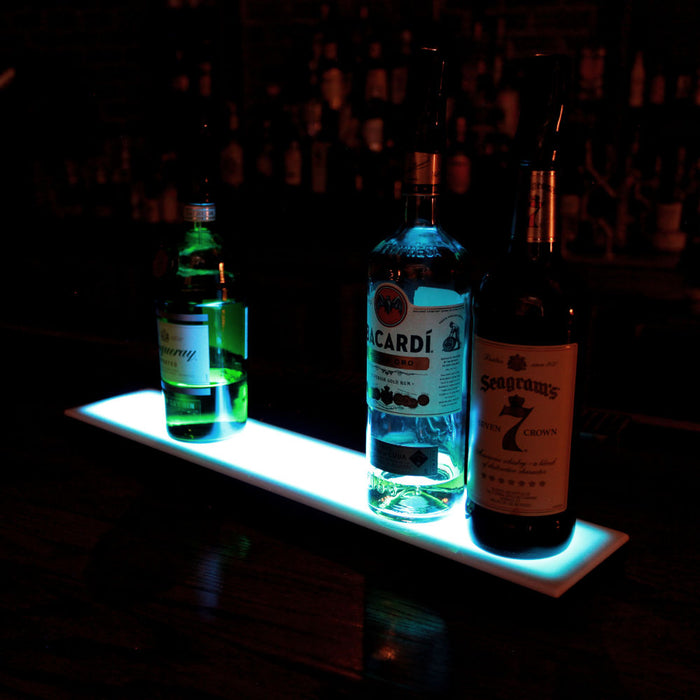 BarConic® LED Liquor Bottle Display Shelf Low Profile Lighting Cyan Blue Glow