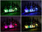 LED Counter Caddies™ - Walnut-Stained Straight Shelf - Liquor/Wine Bottle Display - colors glow light