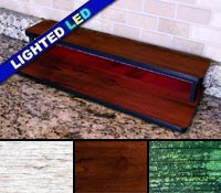 LED Counter Caddies™ - Wood Design Straight Shelf - Liquor/Wine Bottle Display - 24" Length w/ T-Molding and Multiple Finish Options - lighted empty