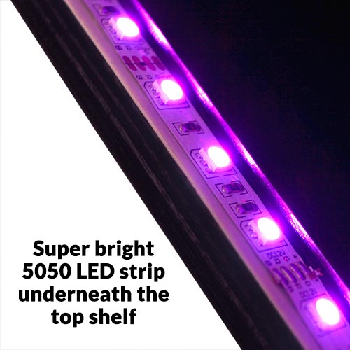 LED Counter Caddies™ - Black Straight Shelf - Liquor/Wine Bottle Display - 5050 bright light color strip