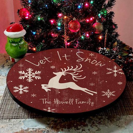 Let it Snow Red Christmas Themed Lazy Susan - Size Options