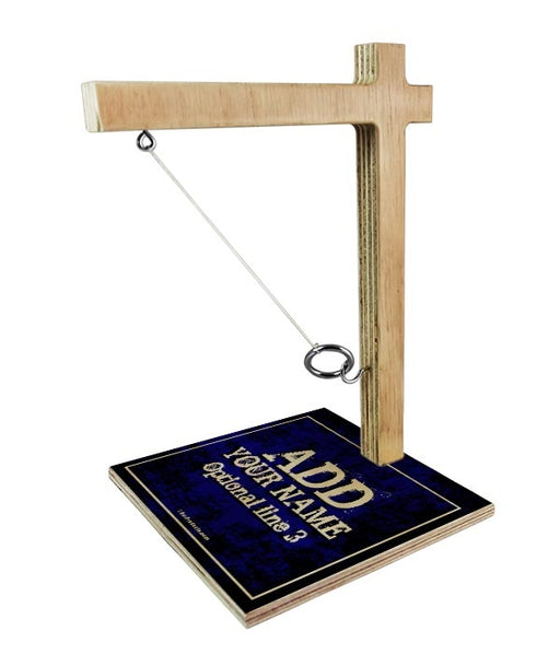 ADD YOUR NAME Tabletop Ring Toss Game - Blue Grunge